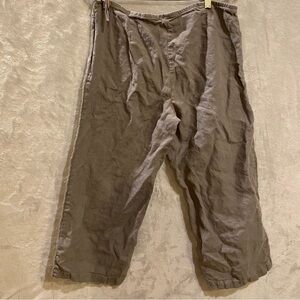 Eileen Fisher Pants Women’s Medium Gray Cropped Linen Side Zip Straight HighRise